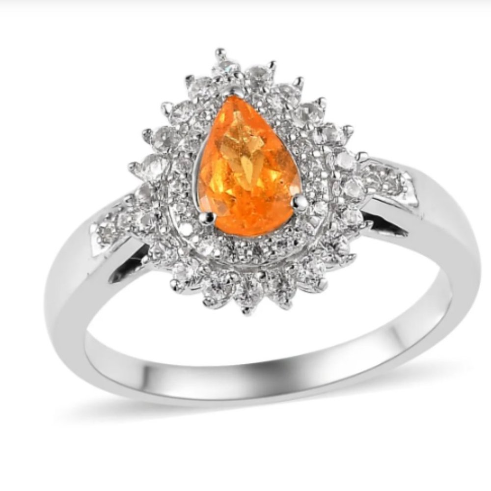 Viceroy Spessartine Garnet/Natural White Zircon Double Halo